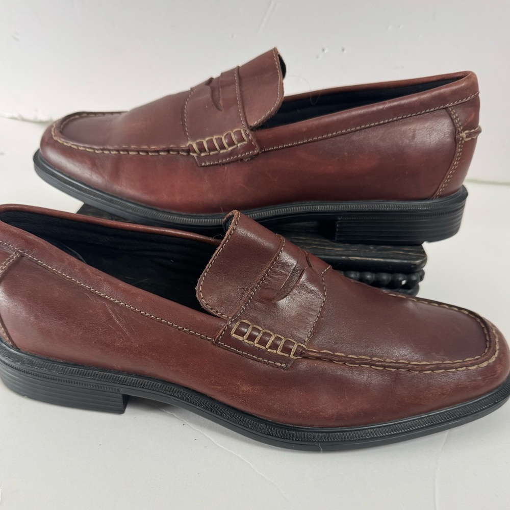 Rockport Penny Loafers Men’s 9.5M Brown Leather Slip On Comfort Dress Shoes